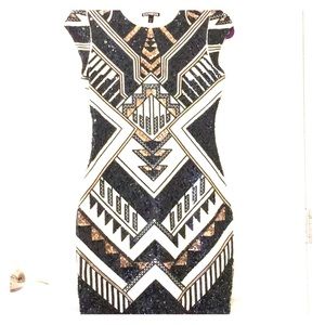 Express art-deco style sequin stretch dress